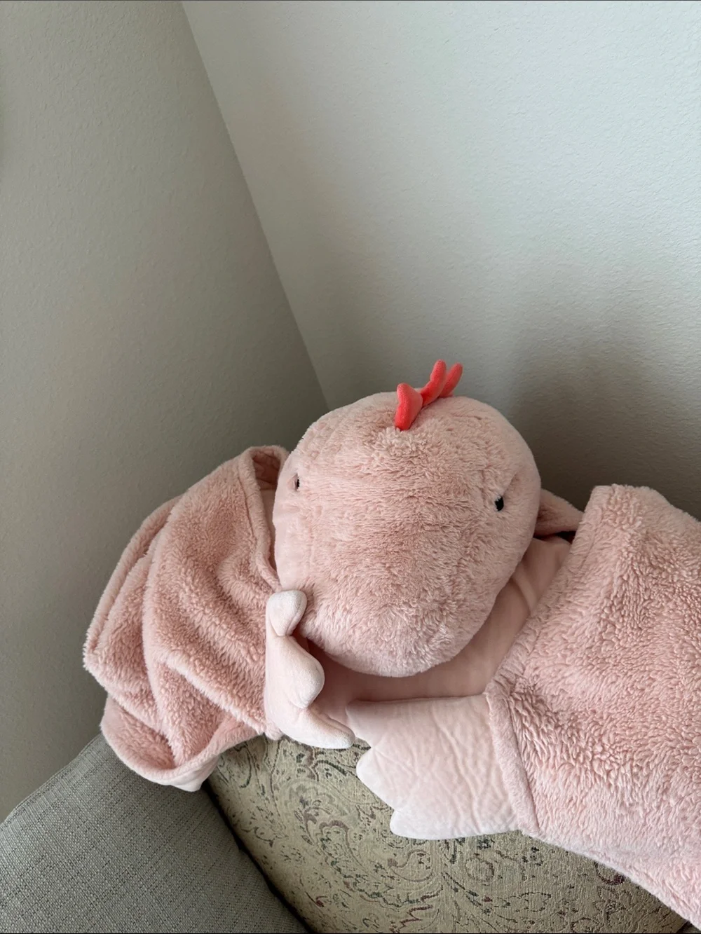 Pillowfort Peach Dinosaur Hooded Kid’s Throw Blanket